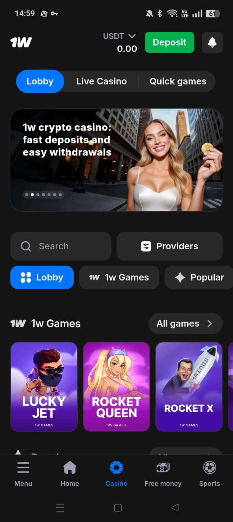 1win mobile screenshot