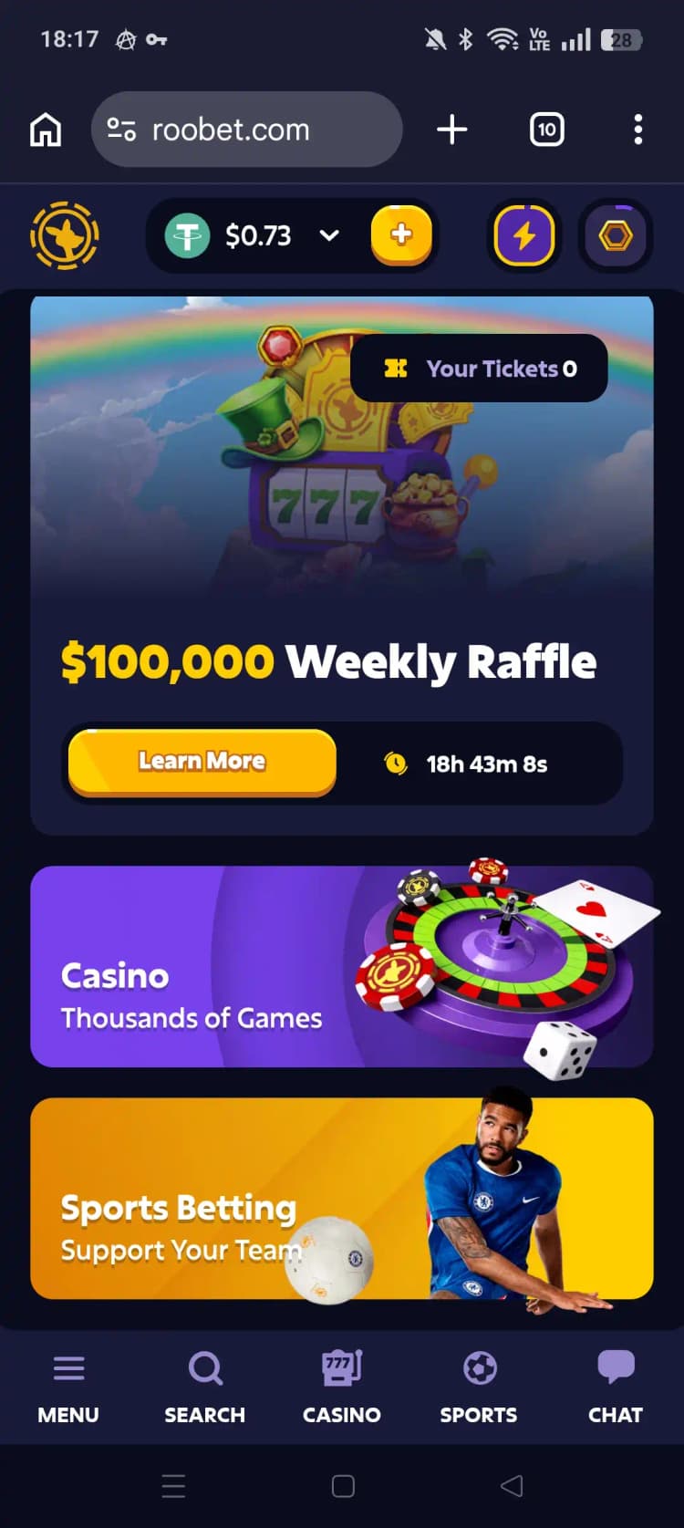 Roobet mobile screenshot