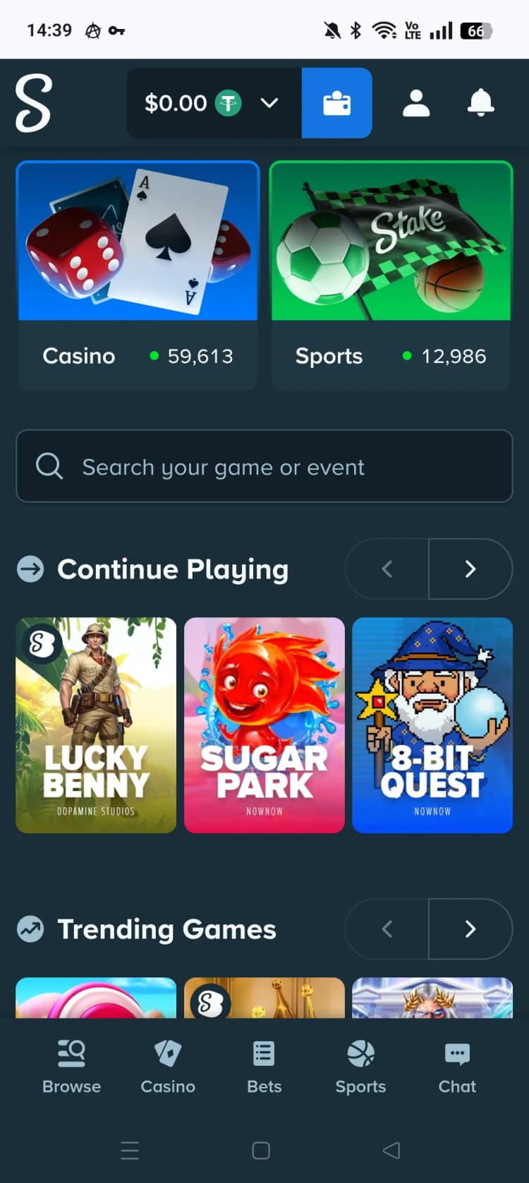 Stake mobile screenshot
